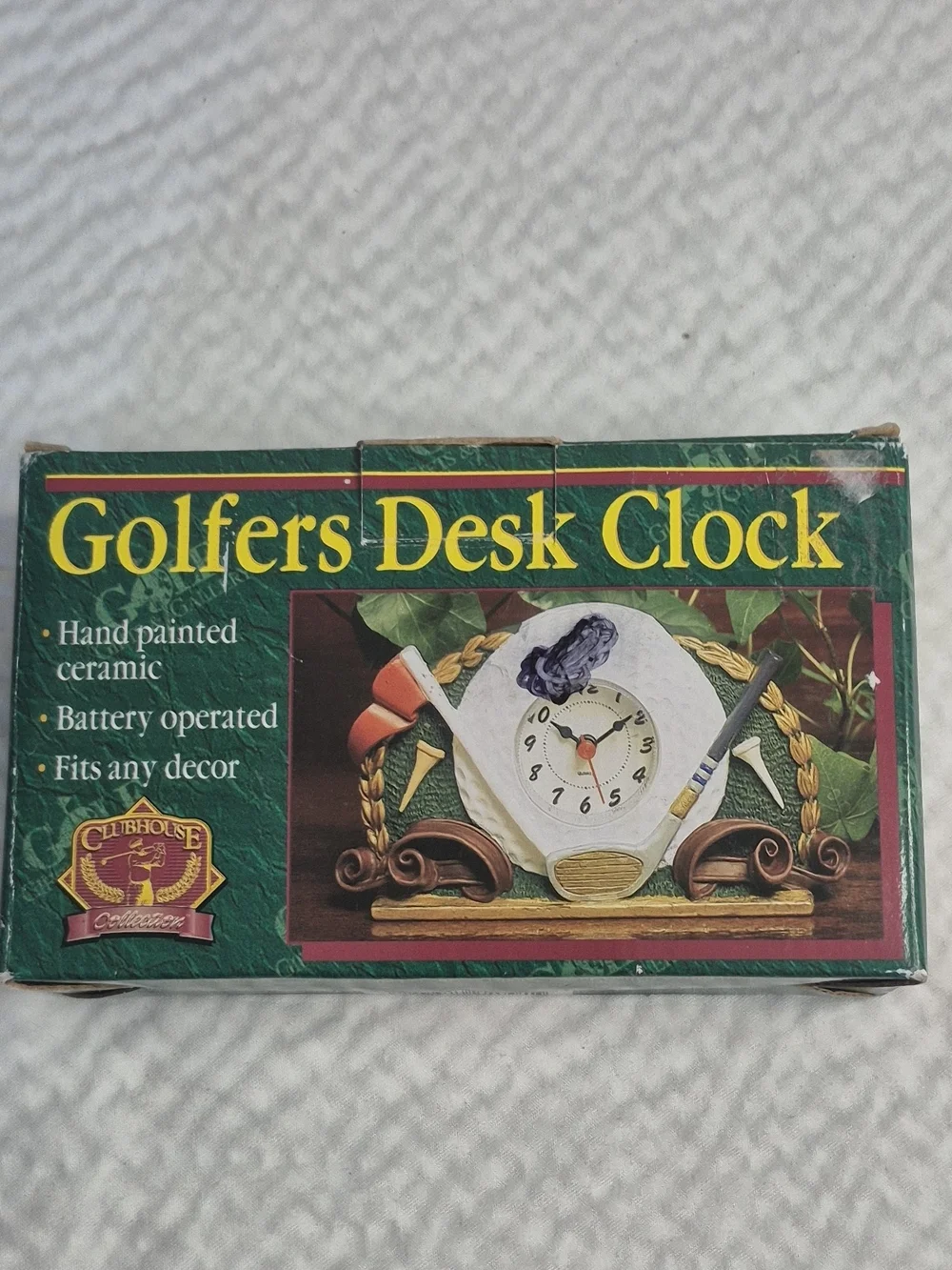 Golf Gifts & Gallery Golf Desk Clock Ceramic Analog Arabic Numerals Green 77949